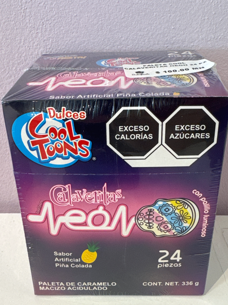 PALETA COOL CALAVERITAS NEON DISP 24 PZ