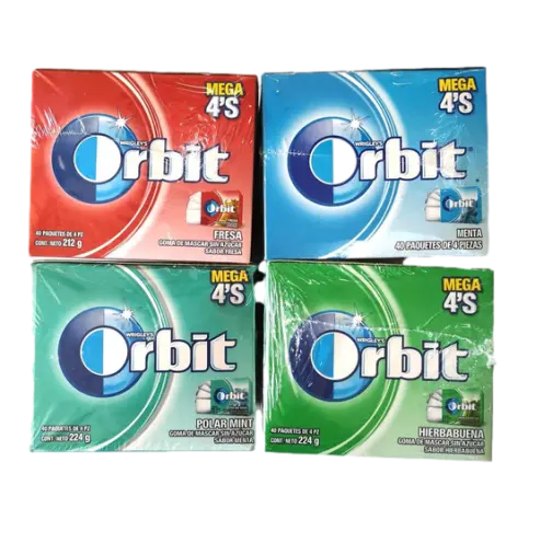 CHICLE ORBIT SURTIDO 4P C/24DISP 40PZ