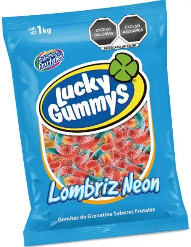 GOMA LUCKY LOMBRIZ NEON BOLSA 1KG