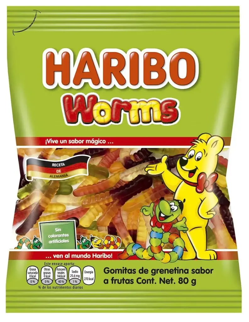 GOMITAS HARIBO GUSANOS C/10 PZ