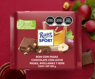 CHOCO RITTER RON CON PASAS CAJA 12PZ