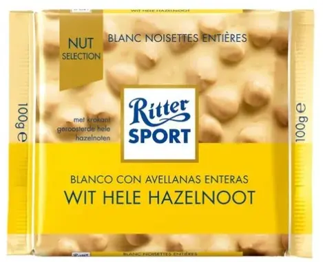 CHOCO RITTER BLANCO AVELLANA CAJA 10PZ