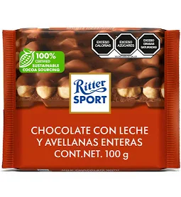 [WF7009] CHOCOLATE RITTER LECHE CON AVELLANAS PZ