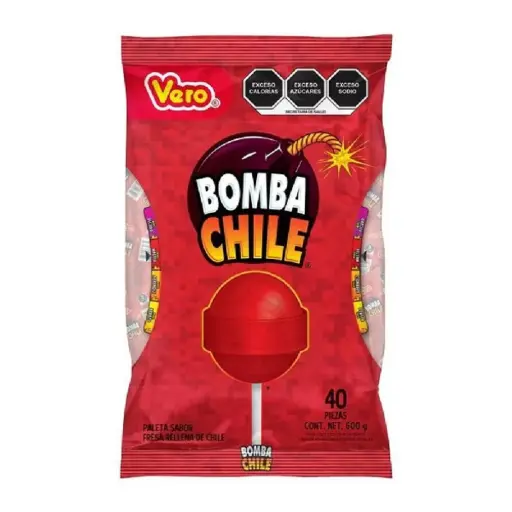 [VE65] PALETA VERO BOMBA CHILE BOLSA 40 PZ
