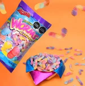 [ORGN1] GOMA GUSANO NEON ACIDUL 1KG